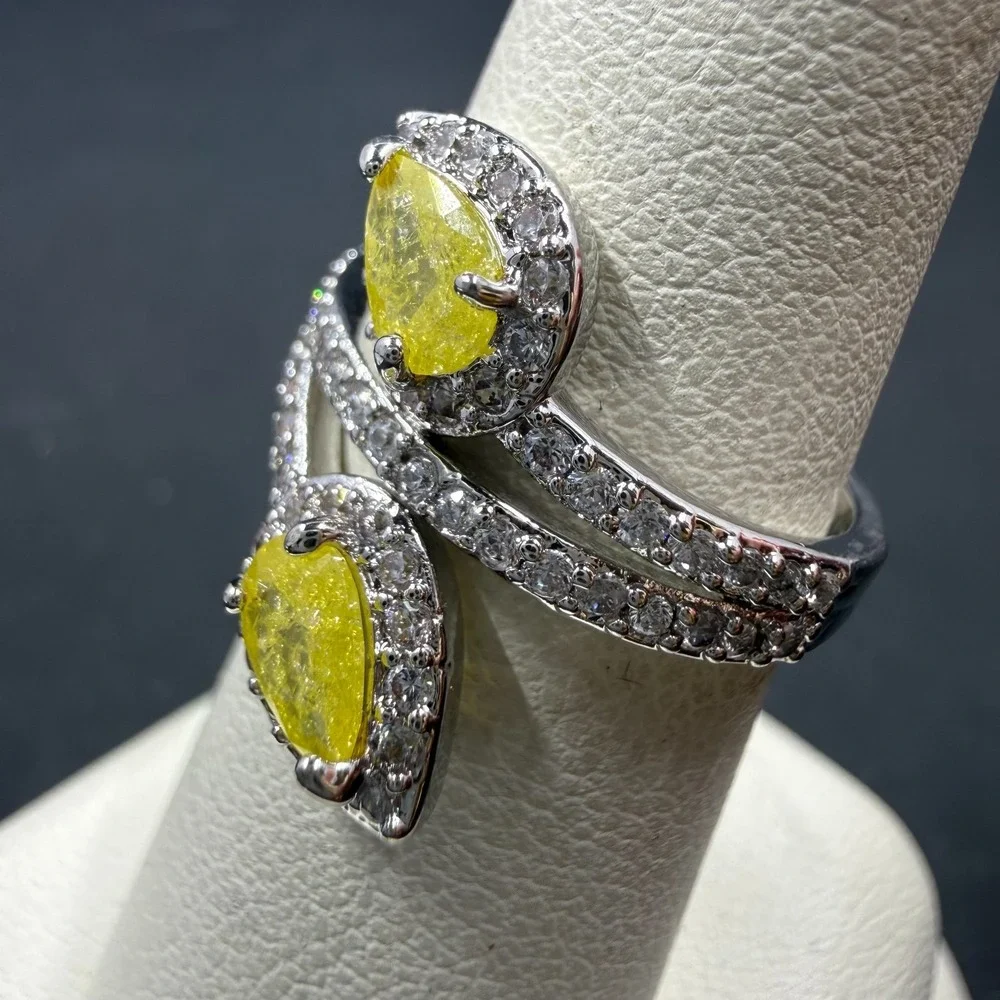 Bomb‎ Party Revealed in Style Lab Lemon Ice Crystal Rhodium Size 6 Ring RBP6155